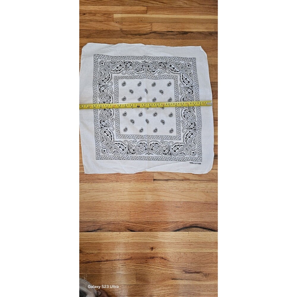 6   pieces White Paisley 100% Cotton  Bandana Handkerchief 22x22in Western Style